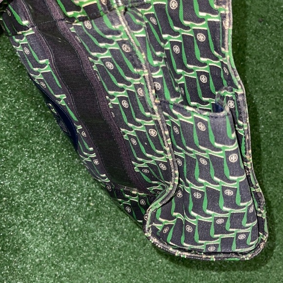 Tory Burch Boot Print Navy Canvas  patent  Tote Bag🔥 - Picture 7 of 7